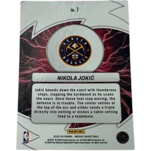 2023 2024 Panini Mosaic Nikola Jokic Denver Nuggets Basketball Card Thunder Road - Picture 2 of 2